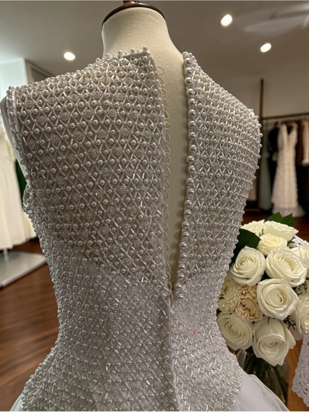 L'Amour Ivory Beaded Bodice Tulle Ball Gown - Picture 9 of 16